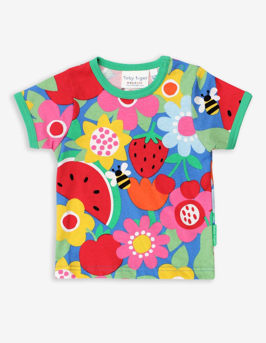 Toby Tiger Organic Short-Sleeved T-Shirt - Fruit Flower Print