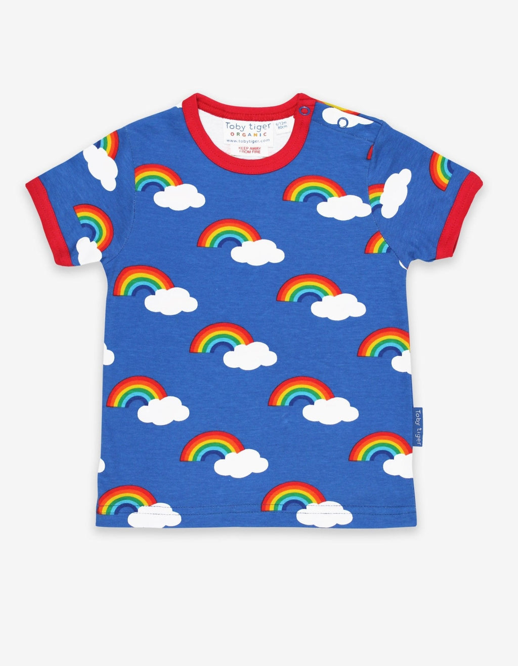 Toby Tiger Organic Short-Sleeved T-Shirt - Multi Rainbow Print