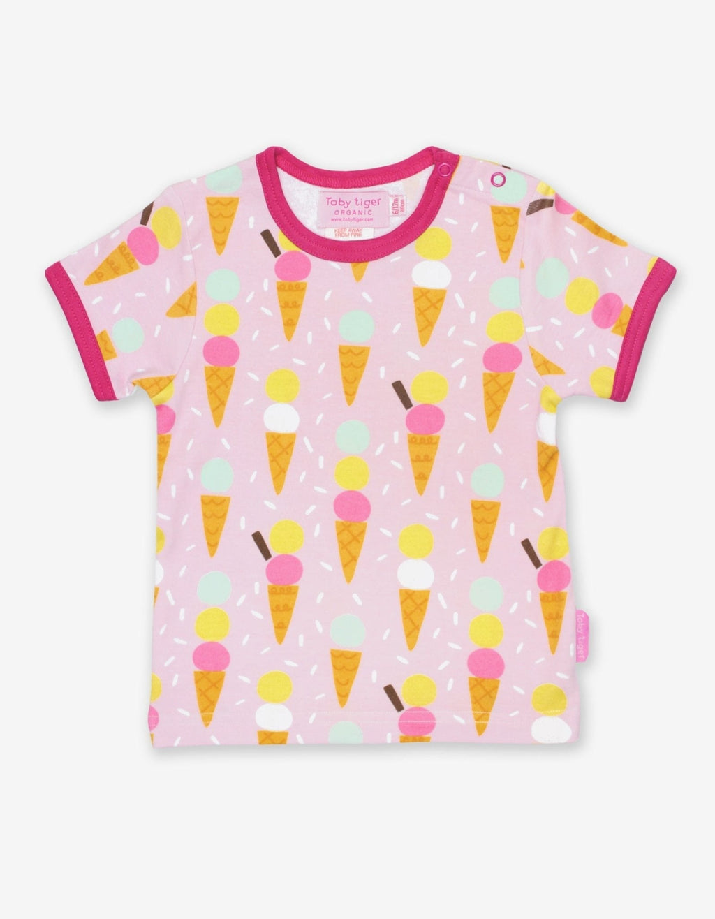 Toby Tiger Organic Short-Sleeved T-Shirt - Ice Cream Print