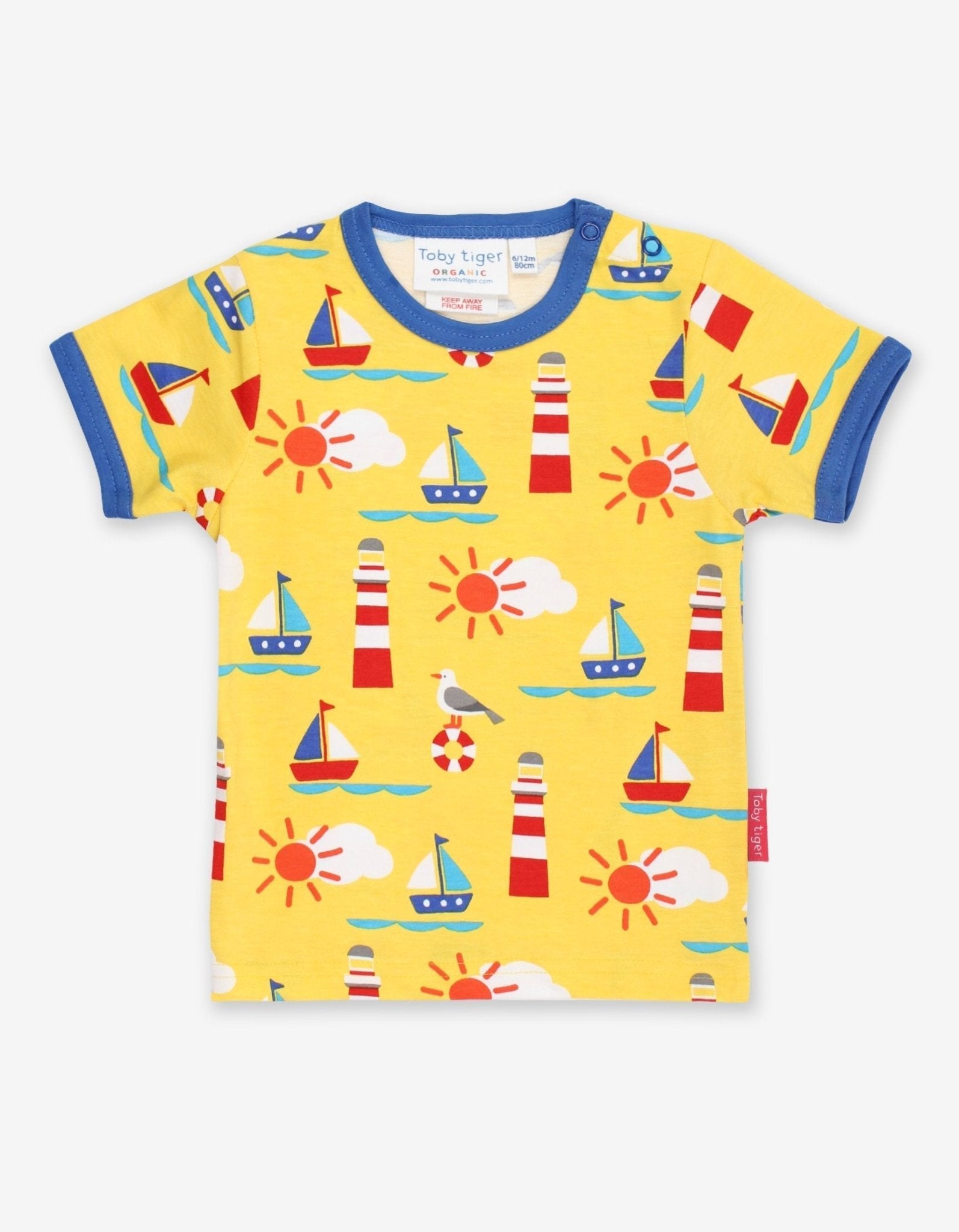 Toby Tiger Organic Short-Sleeved T-Shirt - Seaside Print