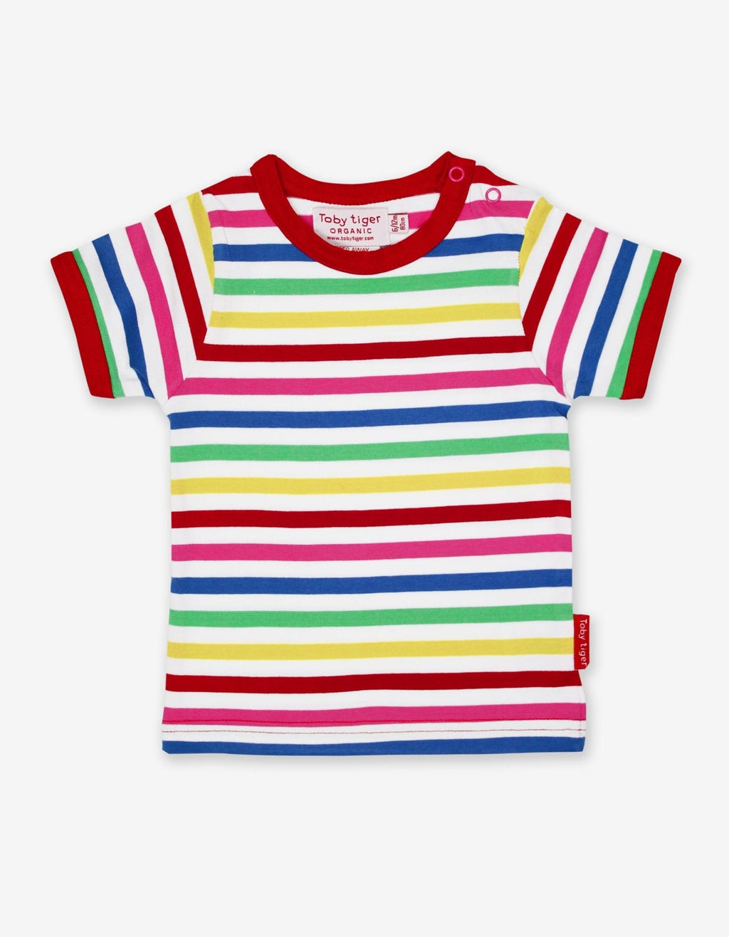 Toby Tiger Organic Short-Sleeved T-Shirt - Pink Multi Stripe - 2 Pack