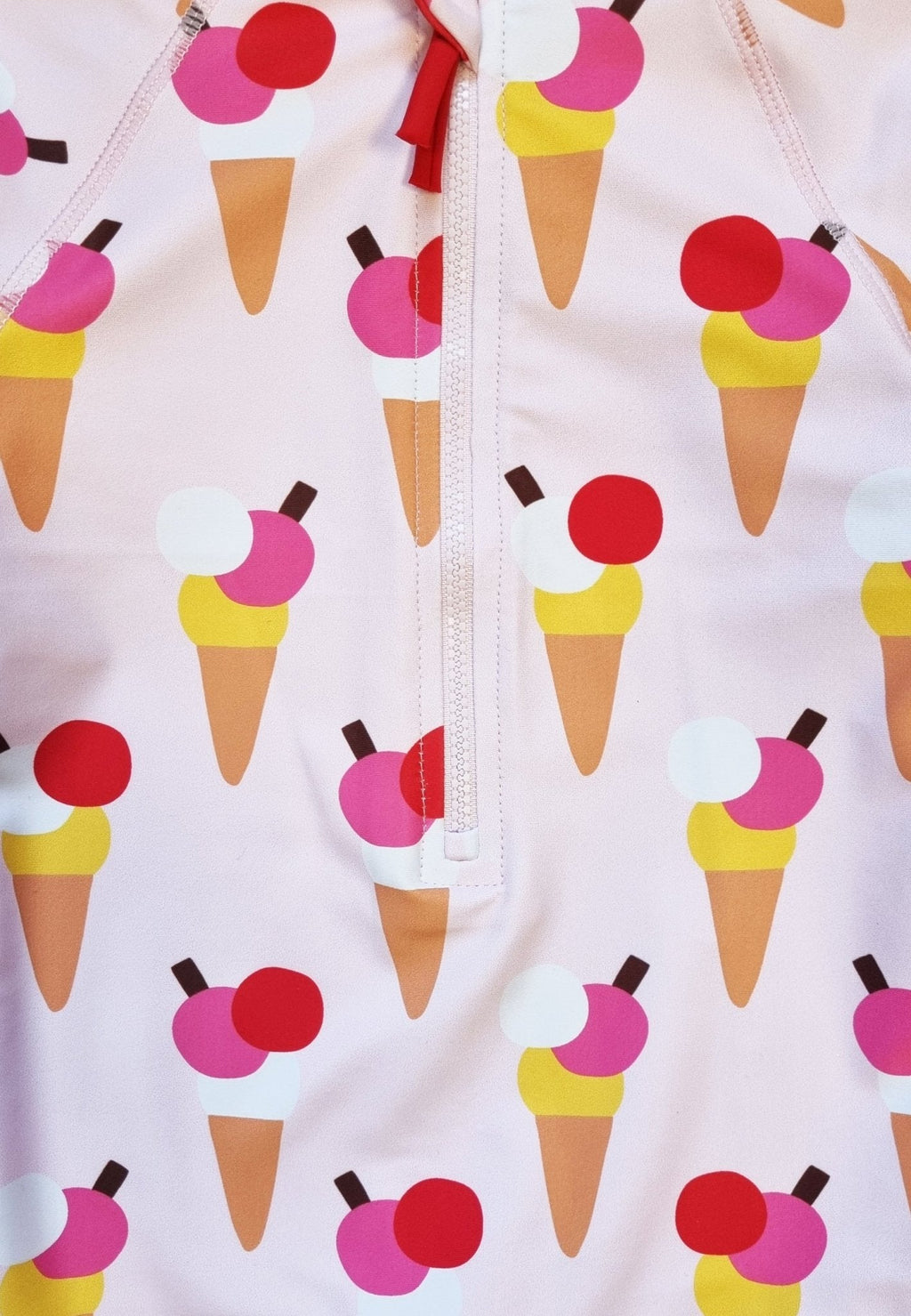 Long-Sleeved Baby Swimsuit - Ice Cream Cones Print