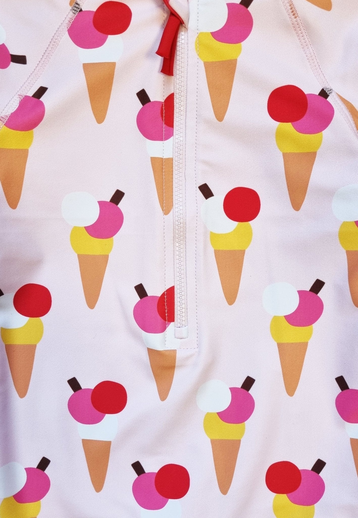 Long-Sleeved Baby Swimsuit - Ice Cream Cones Print