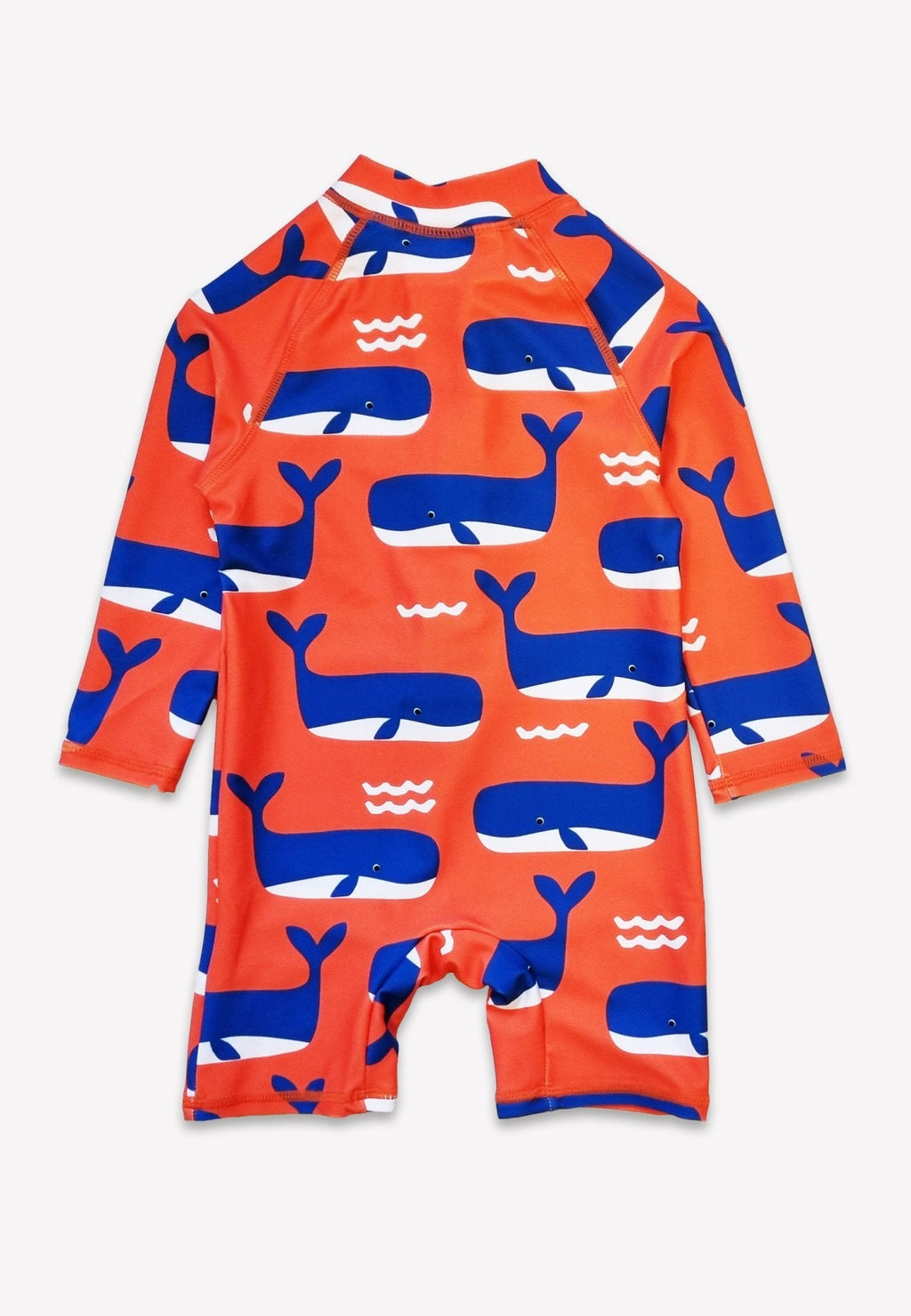 Long-Sleeved Baby Swimsuit - Whale Waves Print