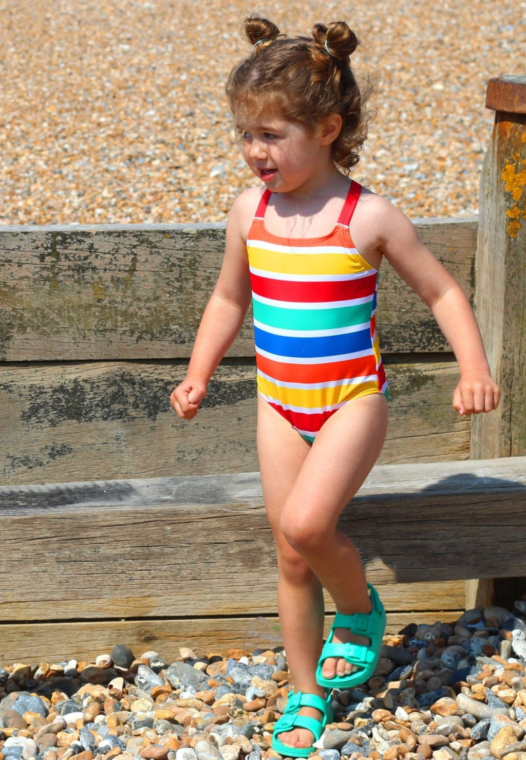 Kids' Swimsuit - Happy Stripe Print
