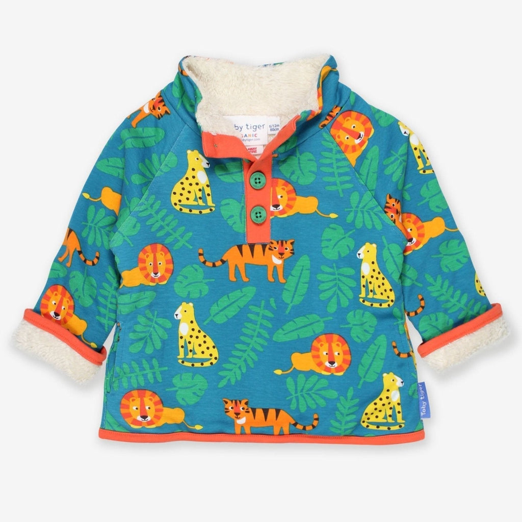 Toby Tiger Organic Cosy Fleece Sweatshirt - Wild Cats Print