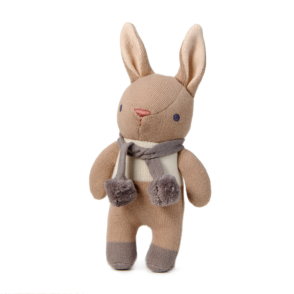 ThreadBear Design Baby Threads Taupe Bunny Rattle