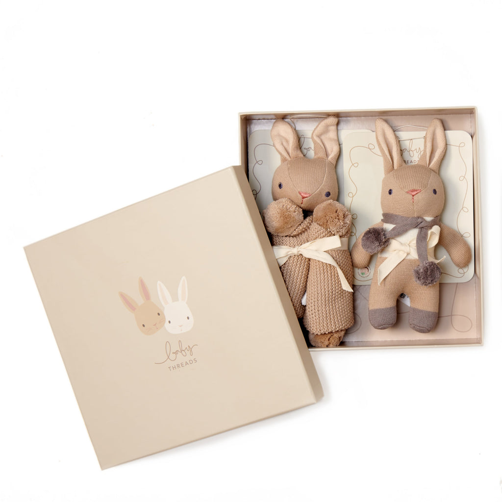 ThreadBear Design Baby Threads Taupe Bunny Gift Set