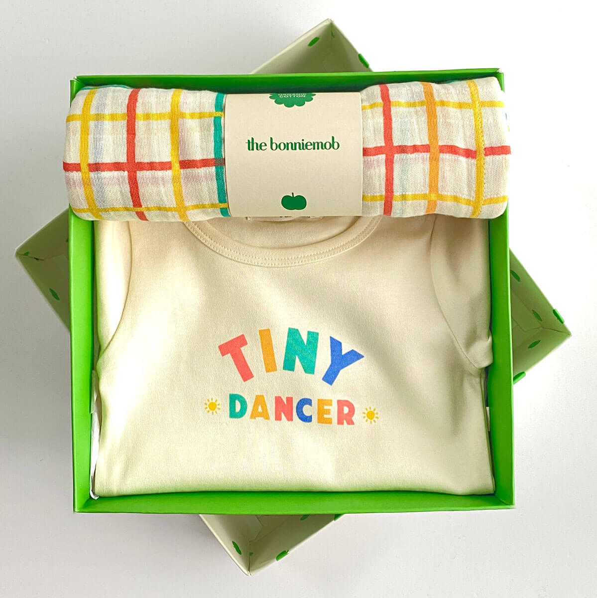 The bonniemob Organic Cotton Baby Bodysuit & Muslin Swaddle Blanket Gift Set - Baby&More