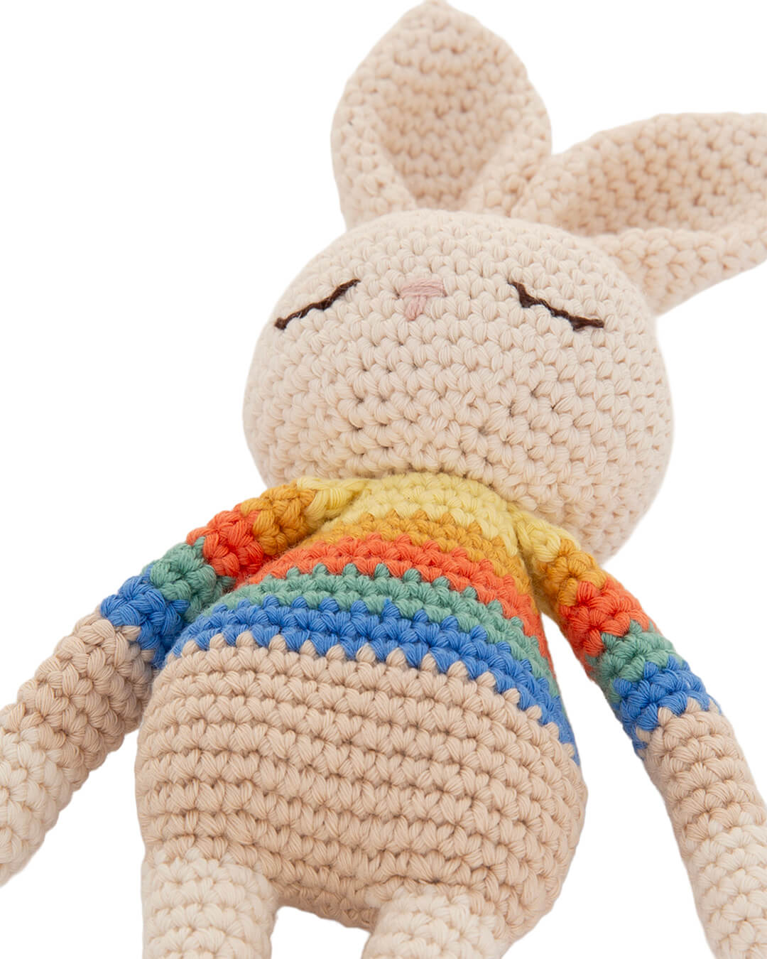 The bonniemob Organic Cotton Rainbow Stripe Bonnie Bunny Crochet Baby Toy - Baby&More