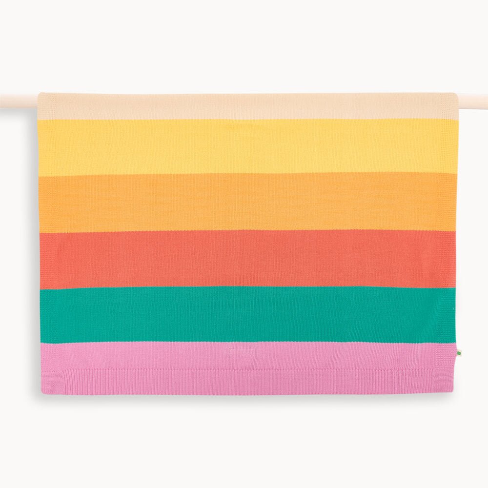 The bonniemob Personalised Pink Rainbow Stripe Organic Cotton Baby Blanket - Baby&More
