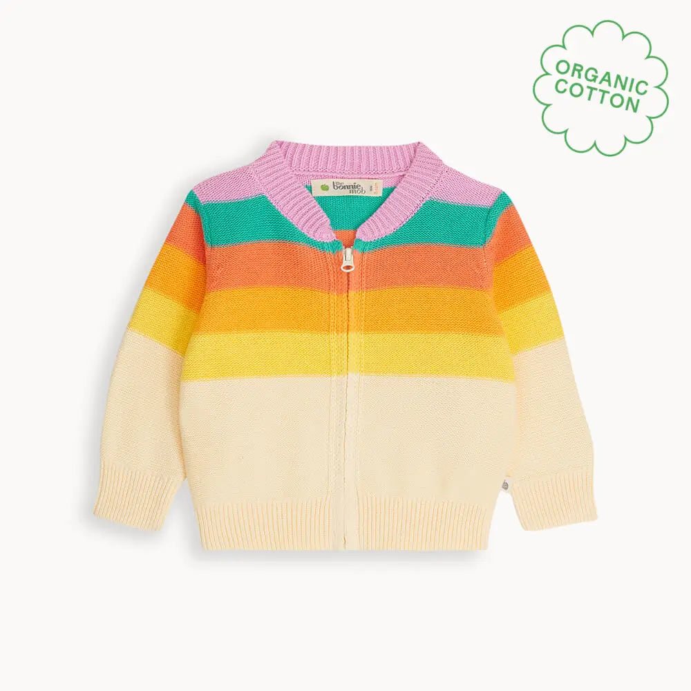 The bonniemob Rainbow Pink Stripe Organic Cotton Baby & Kids Cardigan - Baby&More