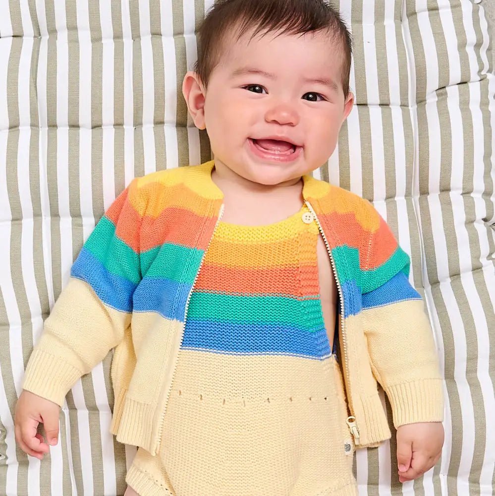 The bonniemob Rainbow Stripe Organic Cotton Baby & Kids Cardigan - Baby&More