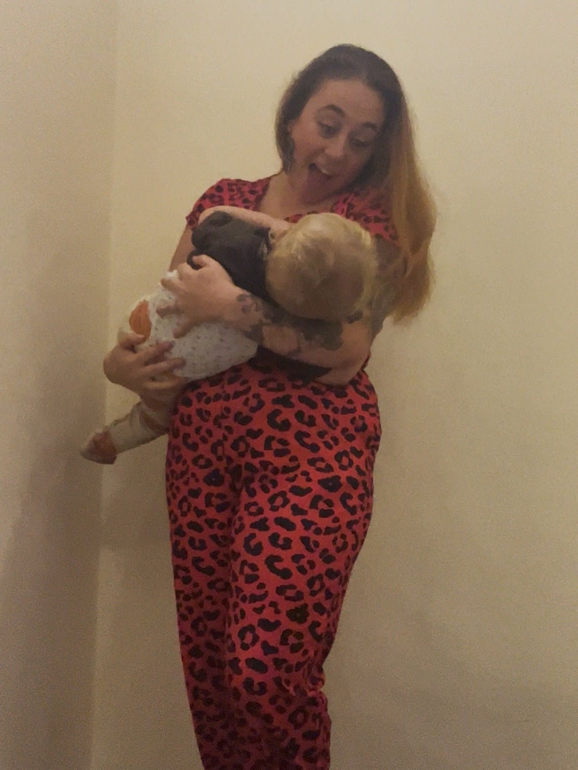 The Breastfeeding Jumpsuit - Red Leopard - Baby&More