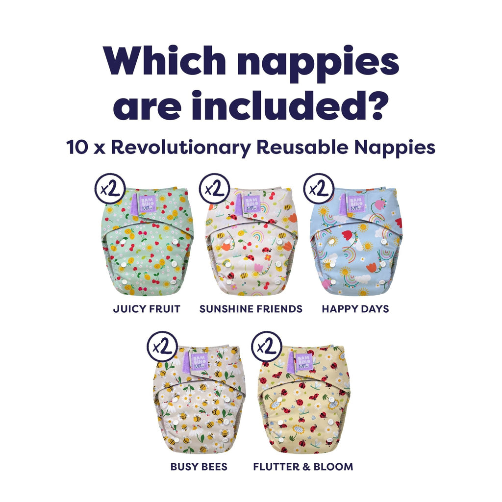 The Essentials Reusable Nappy Bundle - Garden Party - Baby&More