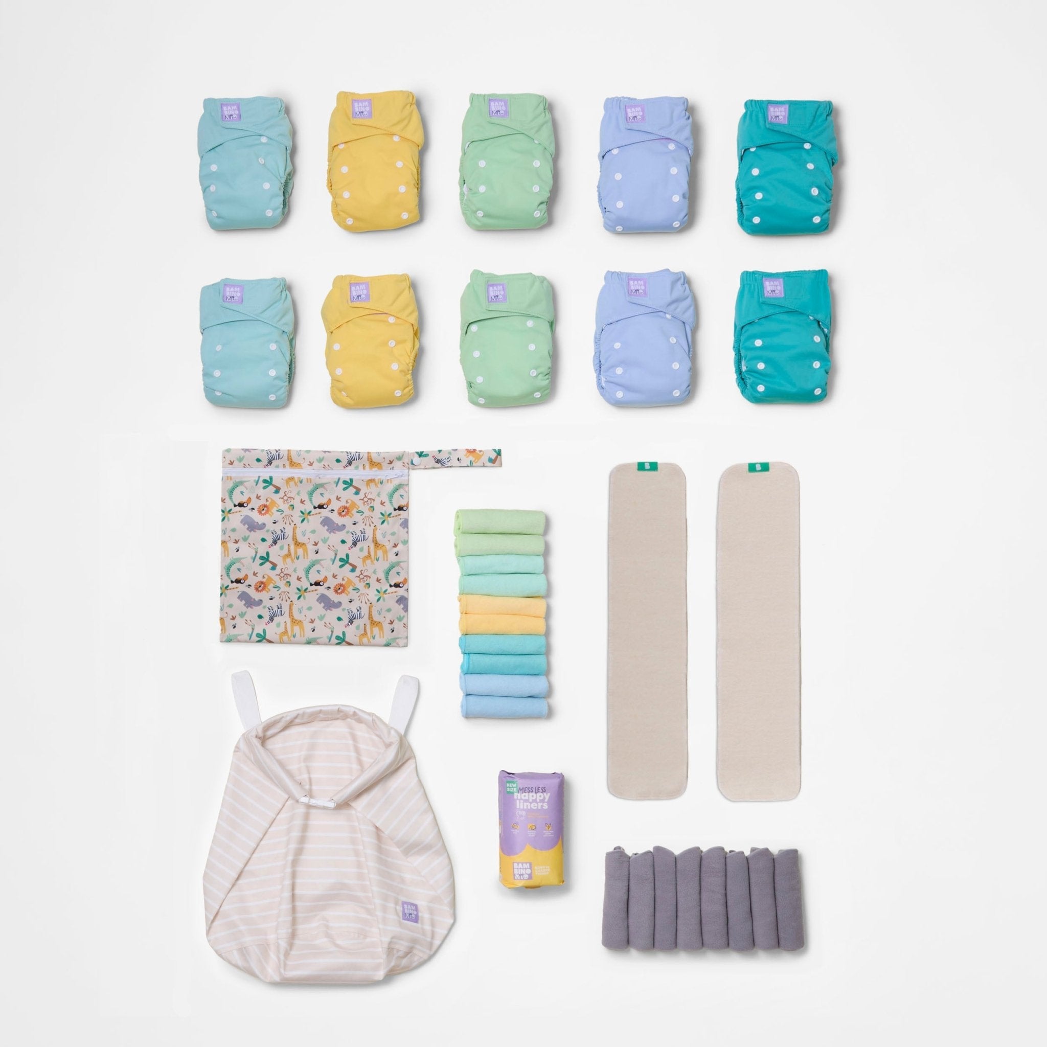 The Essentials Reusable Nappy Bundle - Paintbox Pastels - Baby&More