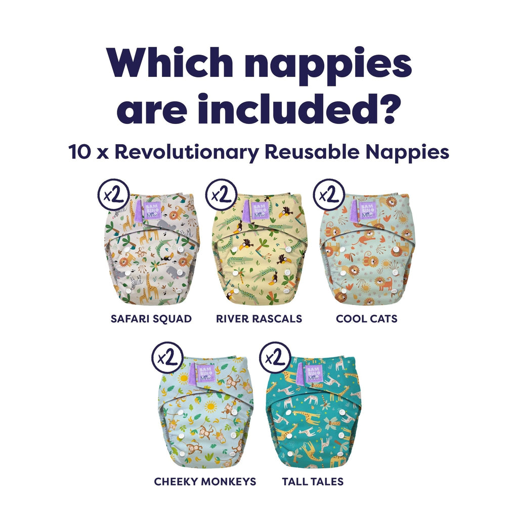 The Essentials Reusable Nappy Bundle - Wild Life - Baby&More