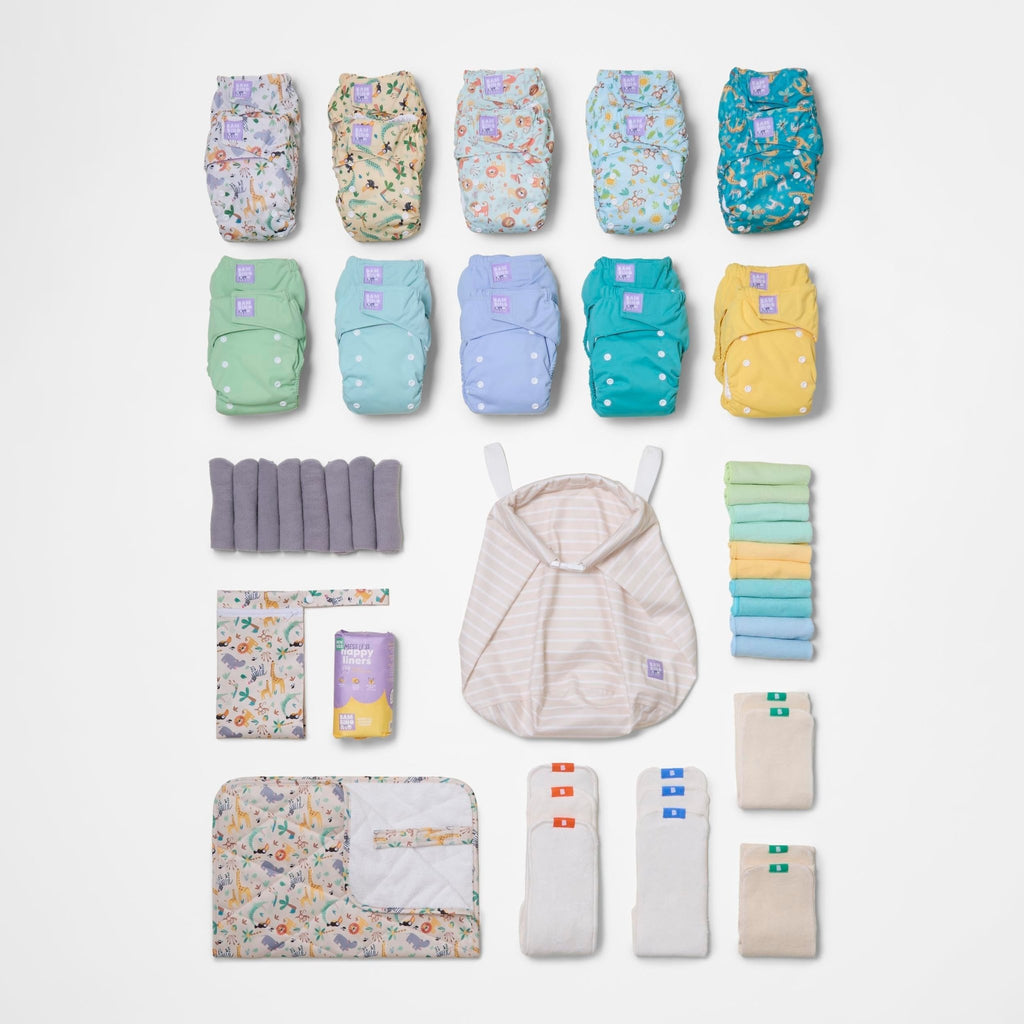 The Everything Reusable Nappy Bundle - Wild Life & Pastels - Baby&More