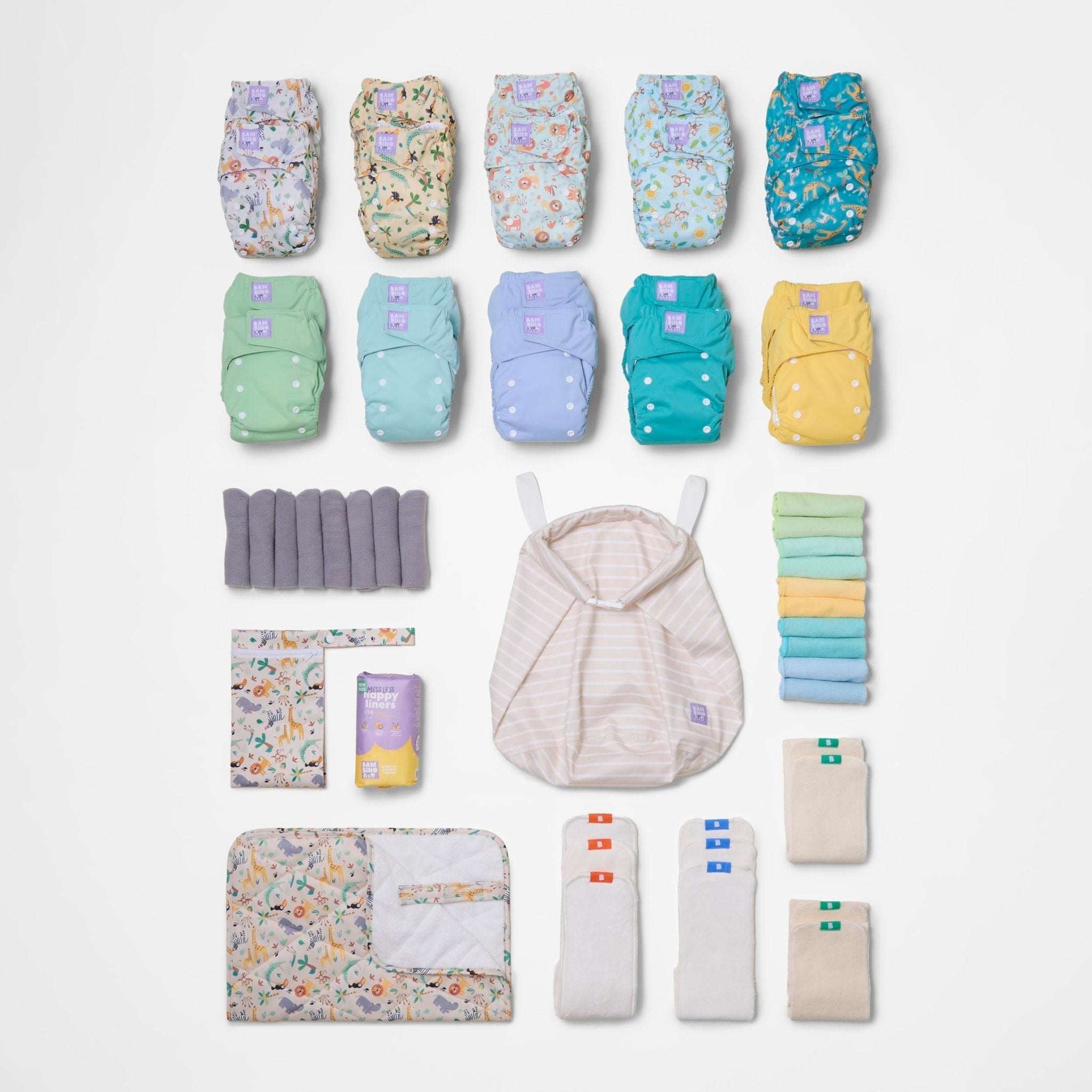 The Everything Reusable Nappy Bundle - Wild Life & Pastels - Baby&More
