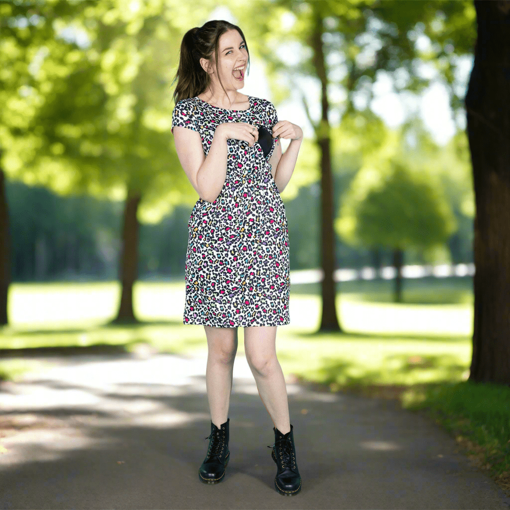 The Knee Length Breastfeeding Dress - Rainbow Leopard - Baby&More