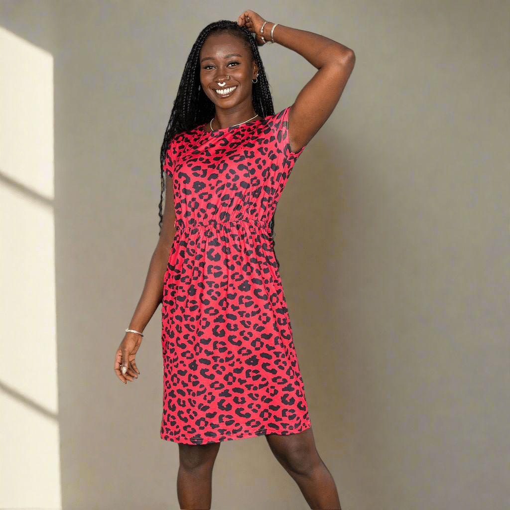 The Knee Length Breastfeeding Dress - Red Leopard - Baby&More