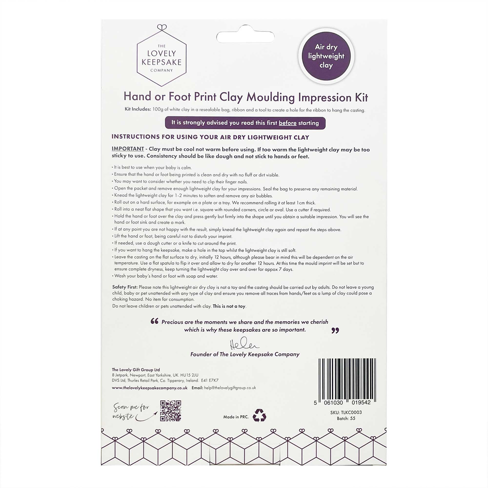 The Lovely Keepsake Company Baby Hand or Foot Print Clay Moulding Kit - Baby&More