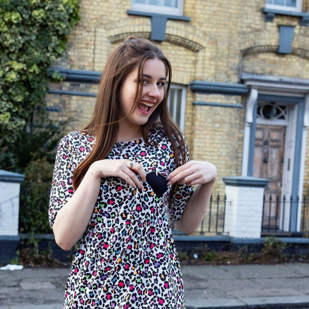The Midi Breastfeeding Dress - Rainbow Leopard - Baby&More