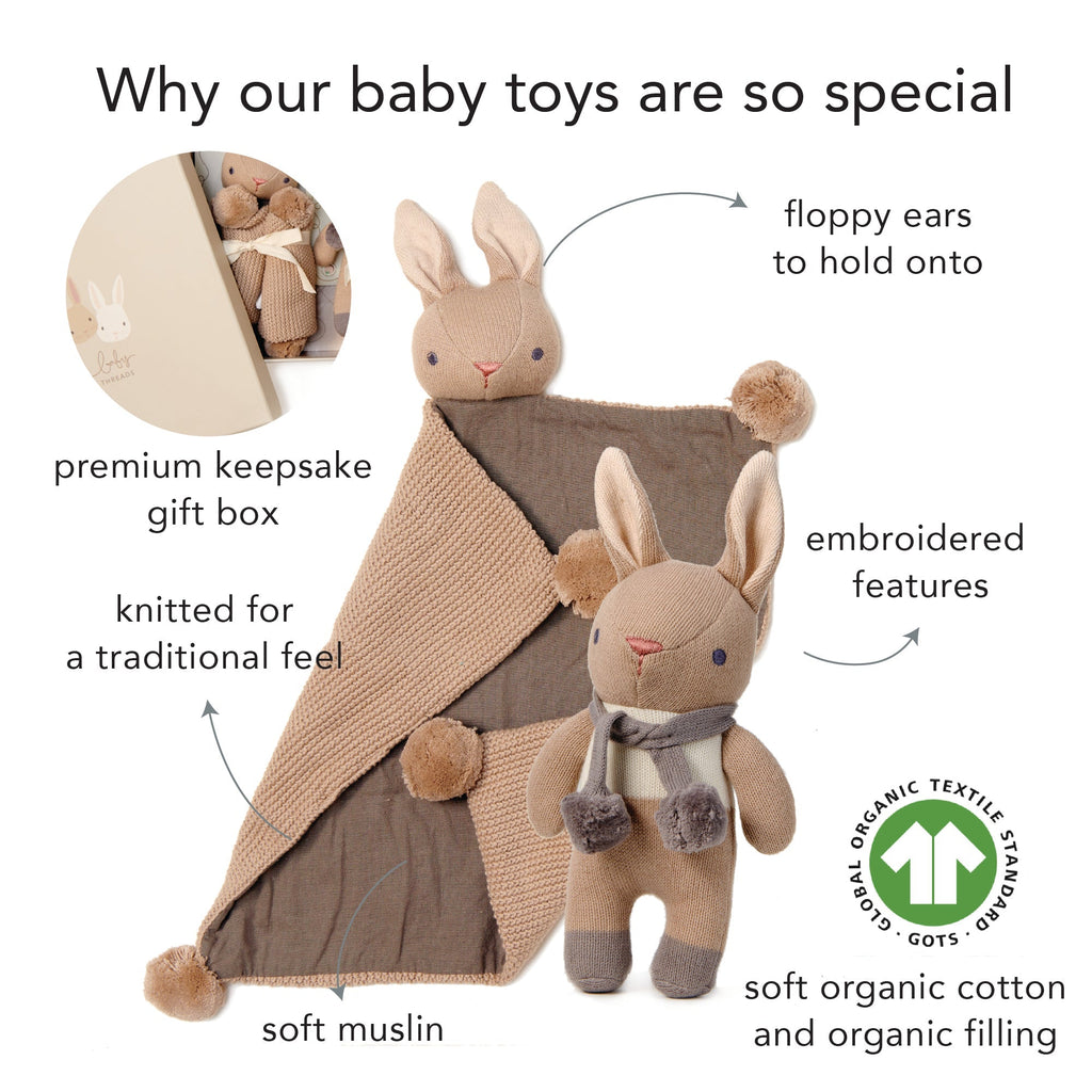 ThreadBear Design Baby Threads Taupe Bunny Gift Set - Baby&More