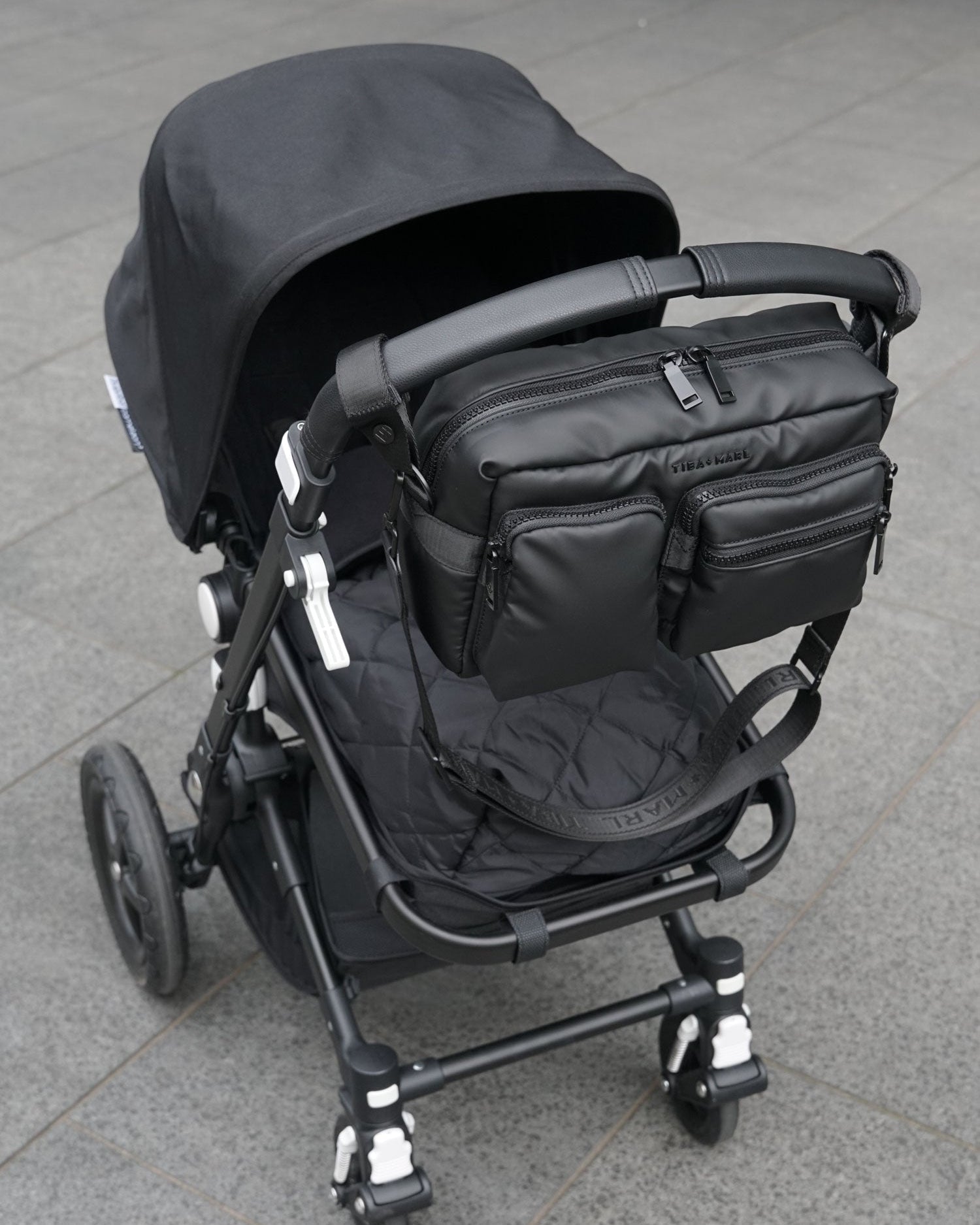 Tiba+Marl Axel Buggy/Pushchair Organiser / Changing Bag - Matte Black - Baby&More
