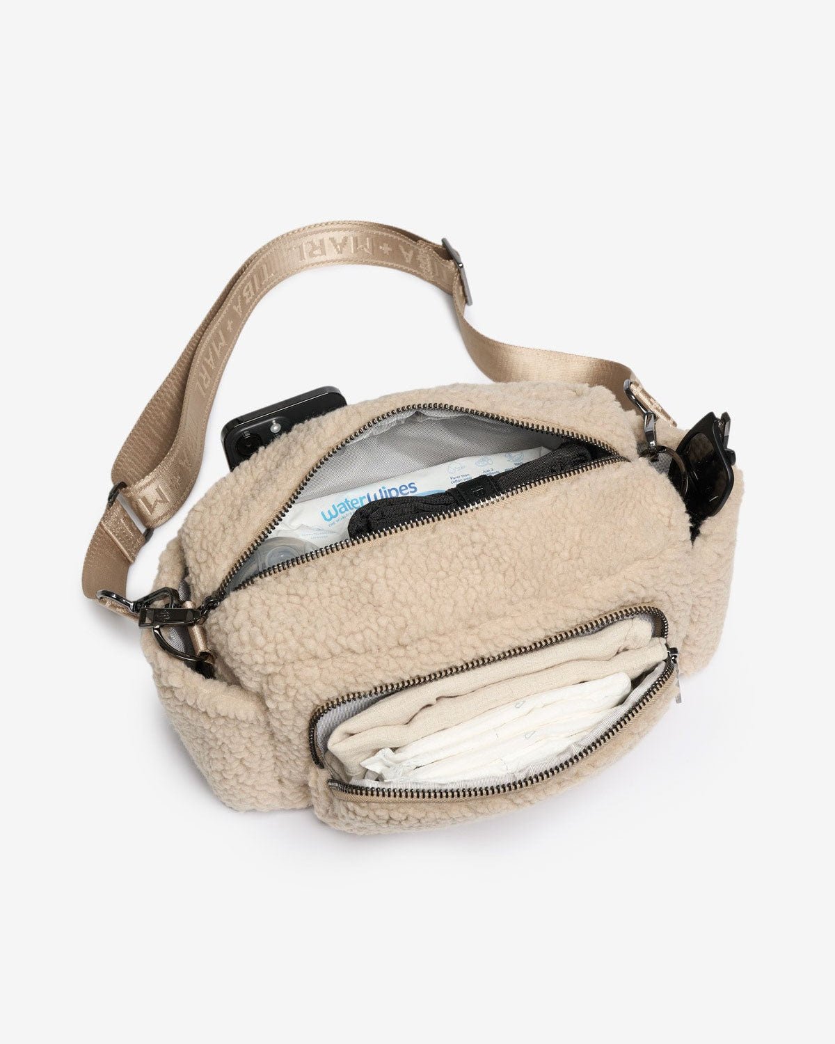 Tiba+Marl Inka Buggy/Pushchair Organiser - Beige Borg Fleece - Baby&More