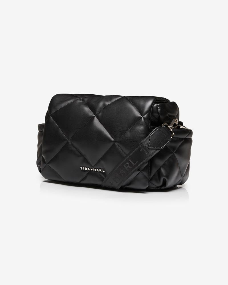 Tiba+Marl Nova Eco Compact Changing Bag - Black Quilted Faux Leather - Baby&More
