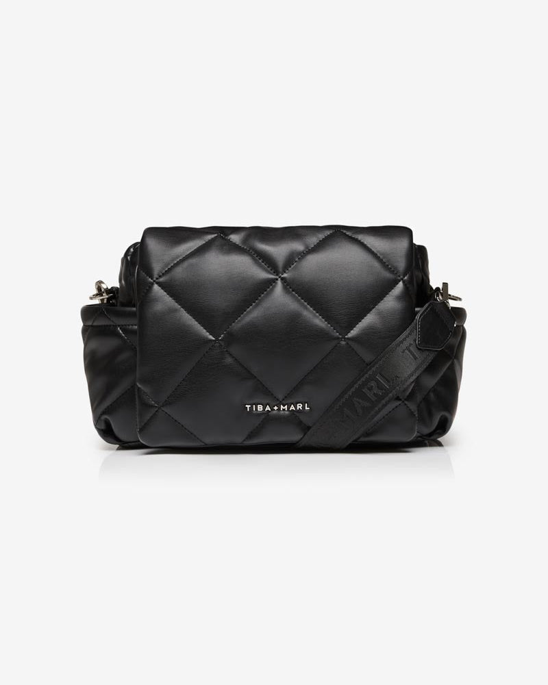 Tiba+Marl Nova Eco Compact Changing Bag - Black Quilted Faux Leather - Baby&More