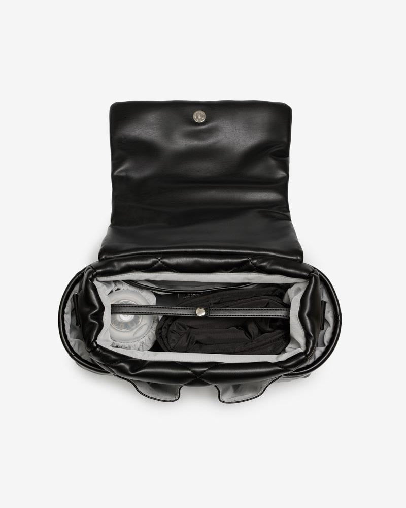 Tiba+Marl Nova Eco Compact Changing Bag - Black Quilted Faux Leather - Baby&More