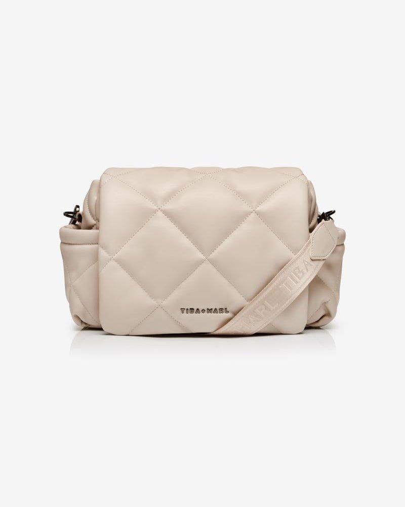 Tiba+Marl Nova Eco Compact Changing Bag - Oyster Quilted Faux Leather - Baby&More