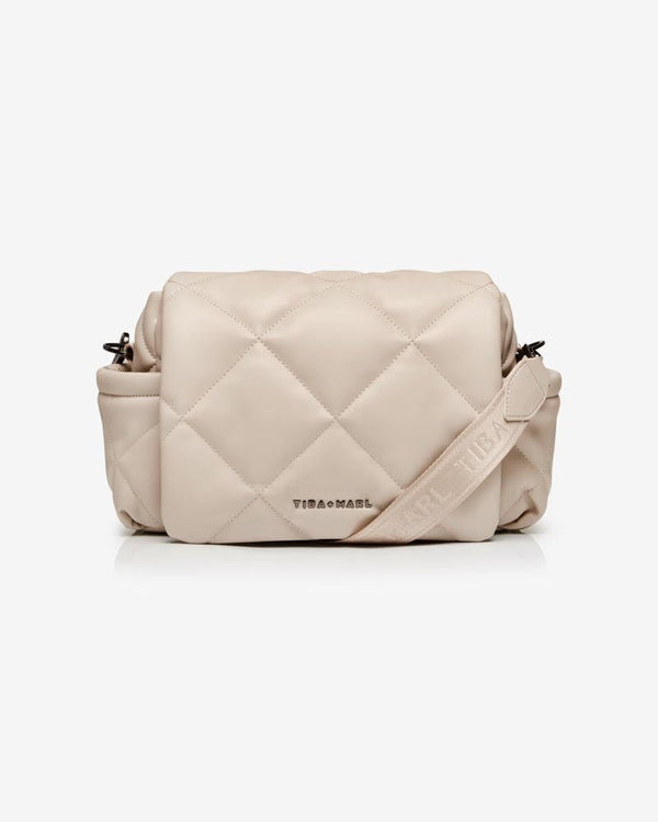 Tiba+Marl Nova Eco Compact Changing Bag - Oyster Quilted Faux Leather - Baby&More