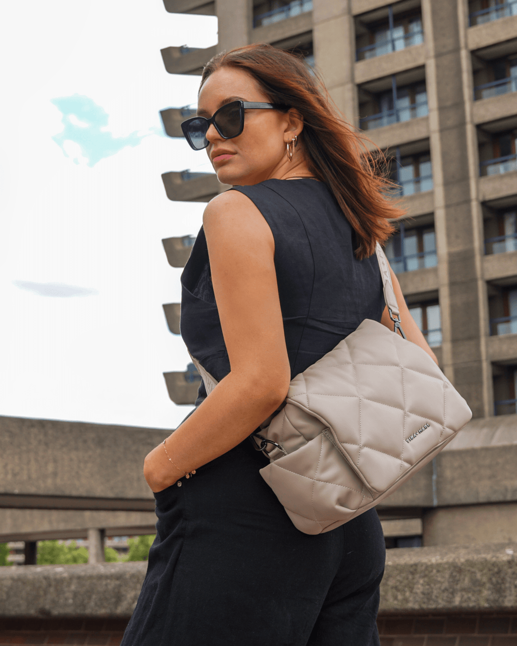 Tiba+Marl Nova Eco Compact Changing Bag - Oyster Quilted Faux Leather - Baby&More