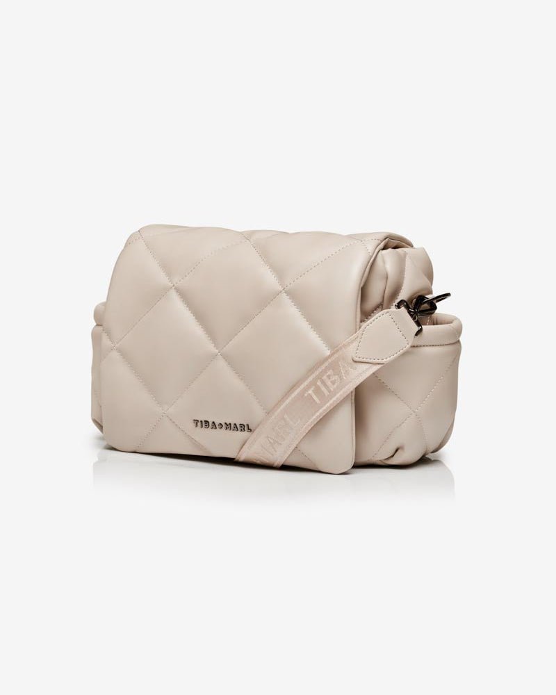 Tiba+Marl Nova Eco Compact Changing Bag - Oyster Quilted Faux Leather - Baby&More