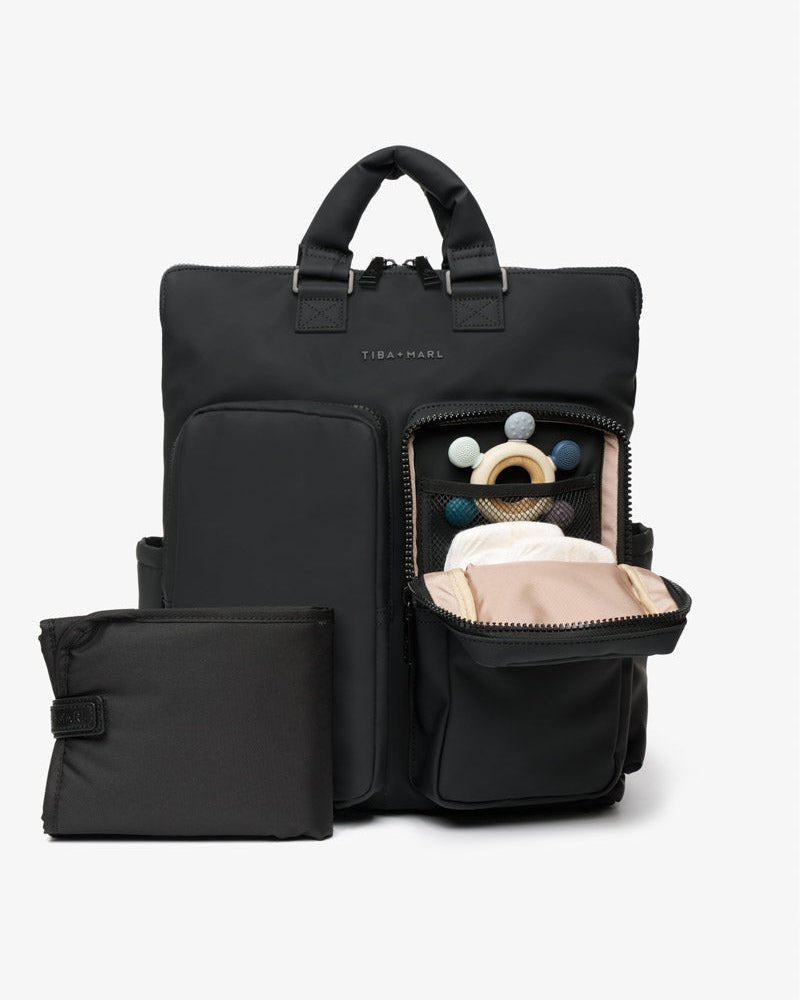Tiba+Marl Ozzy Changing Tote / Backpack 2.0 - Matte Black - Baby&More