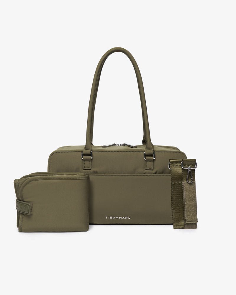 Tiba+Marl Riley Compact East - West Changing Bag - Olive Woven - Baby&More