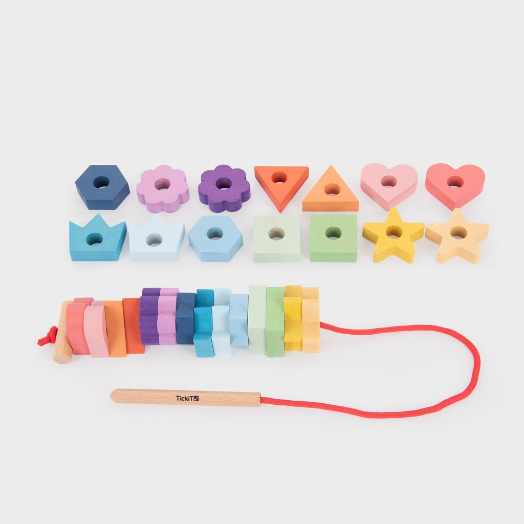 tickit Rainbow Wooden Lacing Shapes - Baby&More