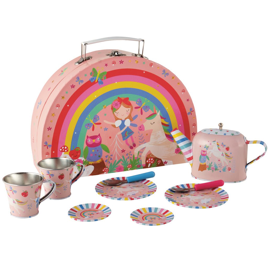 Tin Tea Set 10 Piece - Rainbow Fairy - Baby&More
