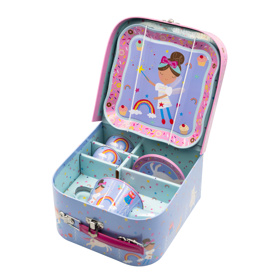 Tin Tea Set 7 Piece - Rainbow Fairy - Baby&More