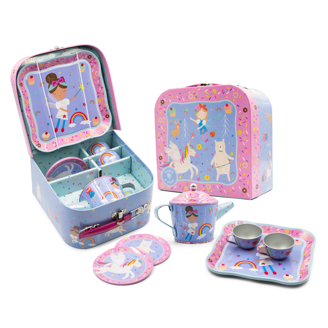 Tin Tea Set 7 Piece - Rainbow Fairy - Baby&More