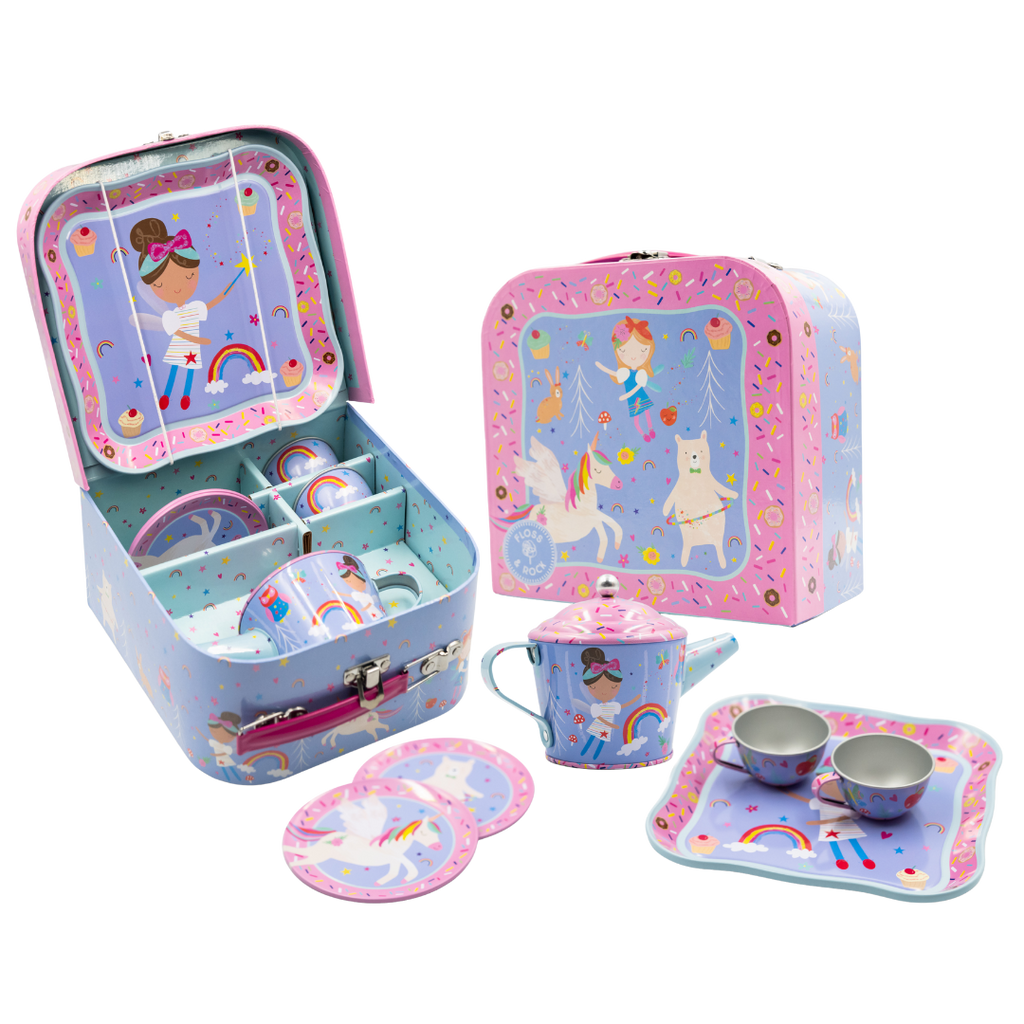 Tin Tea Set 7 Piece - Rainbow Fairy - Baby&More