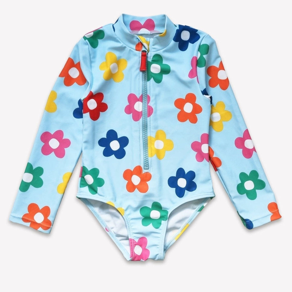 Toby Tiger Long - Sleeved Kids' Swimsuit - Rainbow Bloom Print - Baby&More
