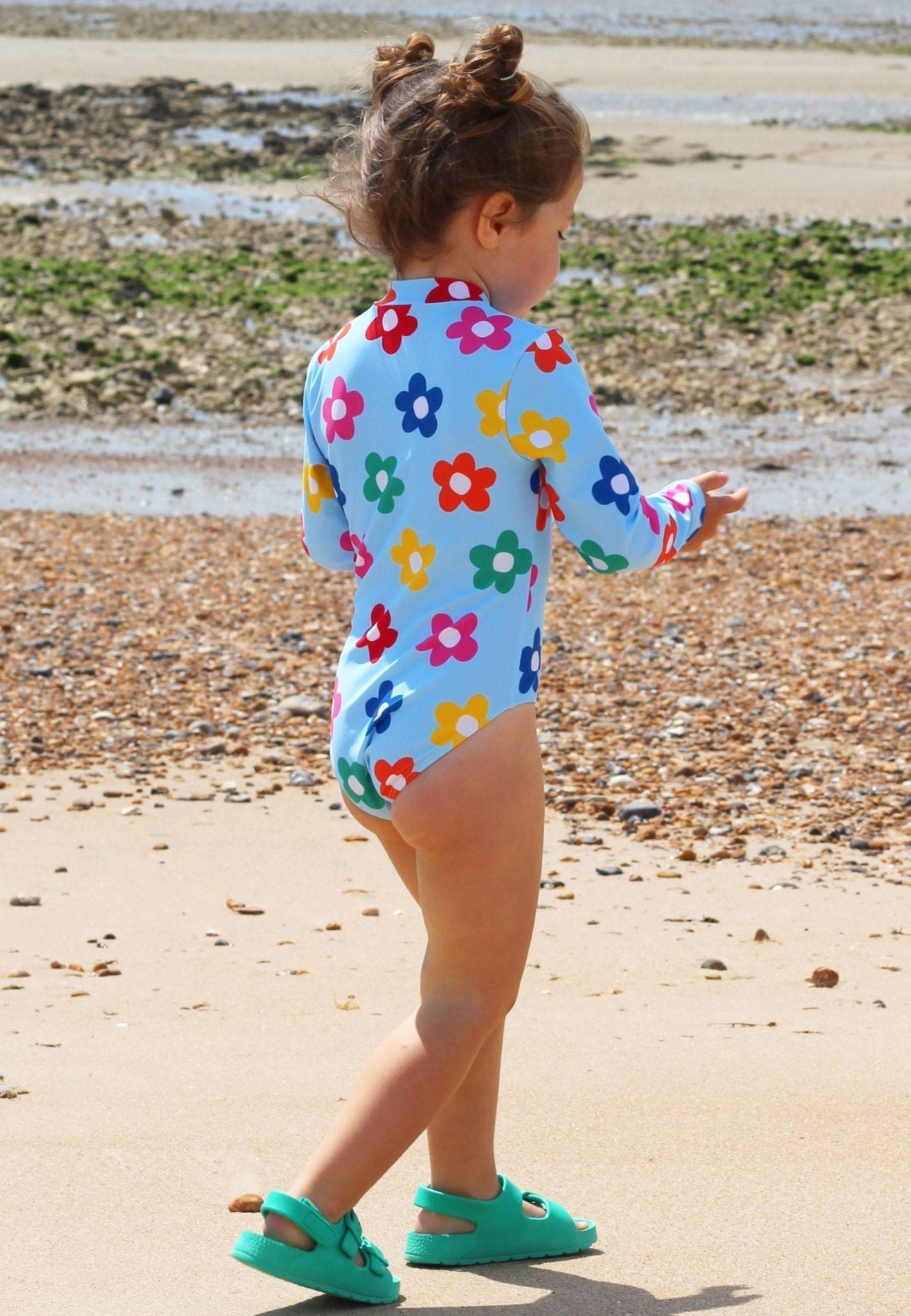 Toby Tiger Long - Sleeved Kids' Swimsuit - Rainbow Bloom Print - Baby&More