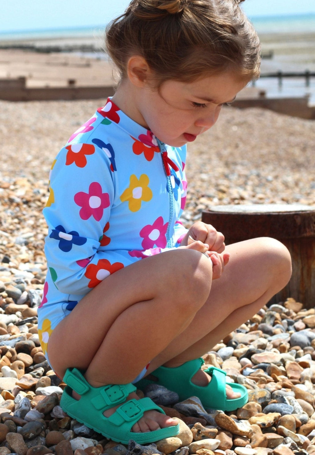 Toby Tiger Long - Sleeved Kids' Swimsuit - Rainbow Bloom Print - Baby&More