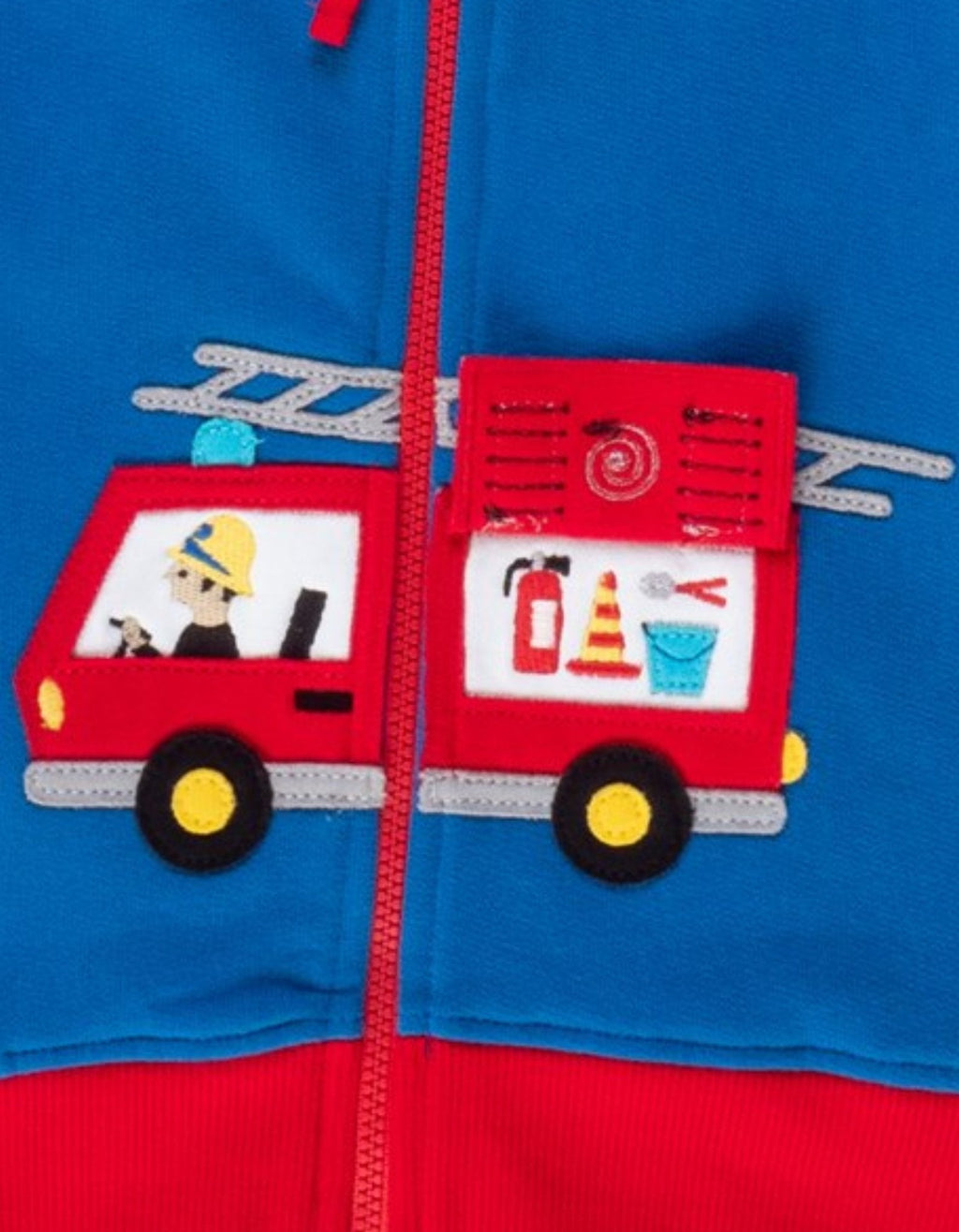Toby Tiger Organic Applique Hoodie - Fire Engine with Flap - Baby&More