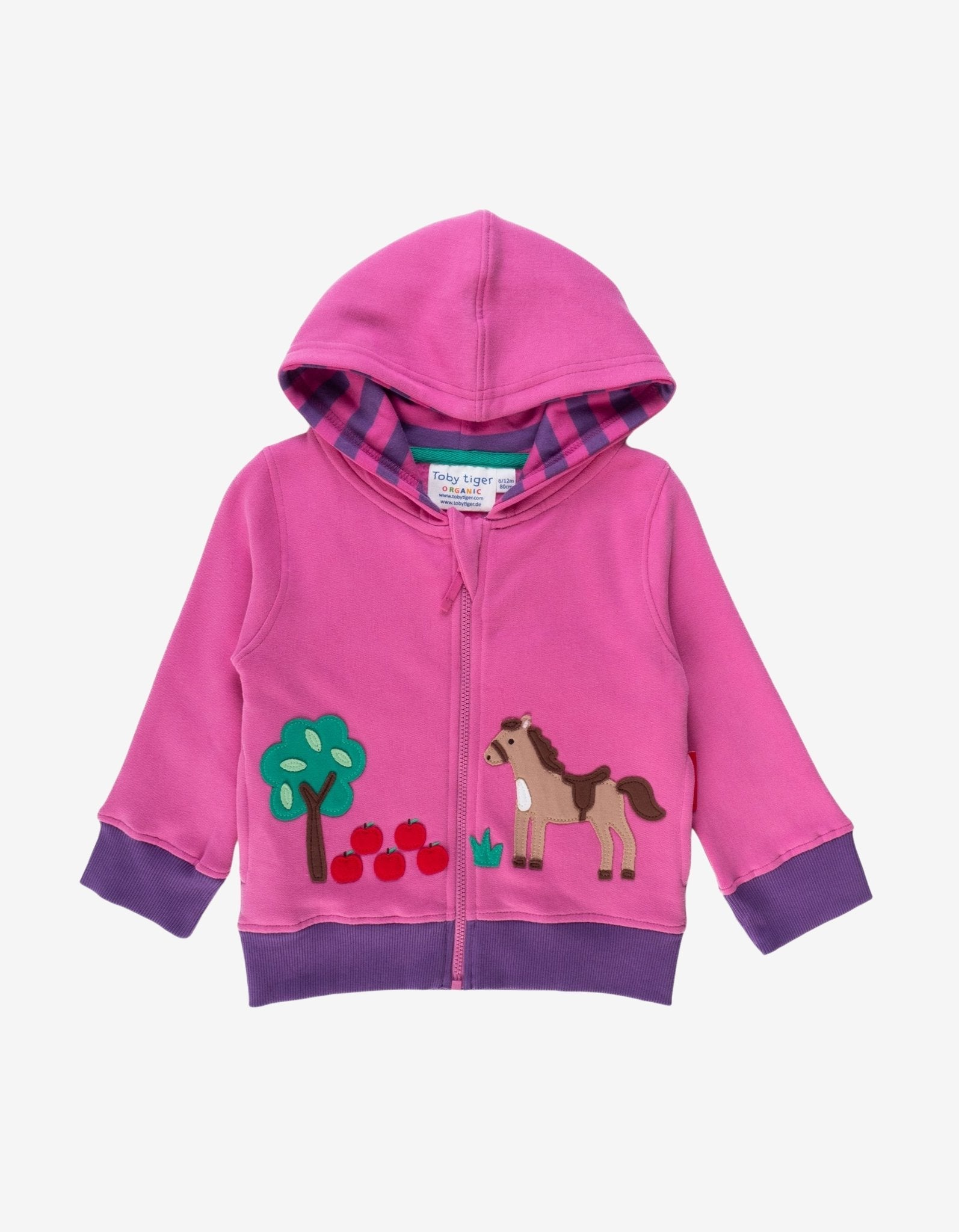 Toby Tiger Organic Applique Hoodie - Horse & Apple - Baby&More
