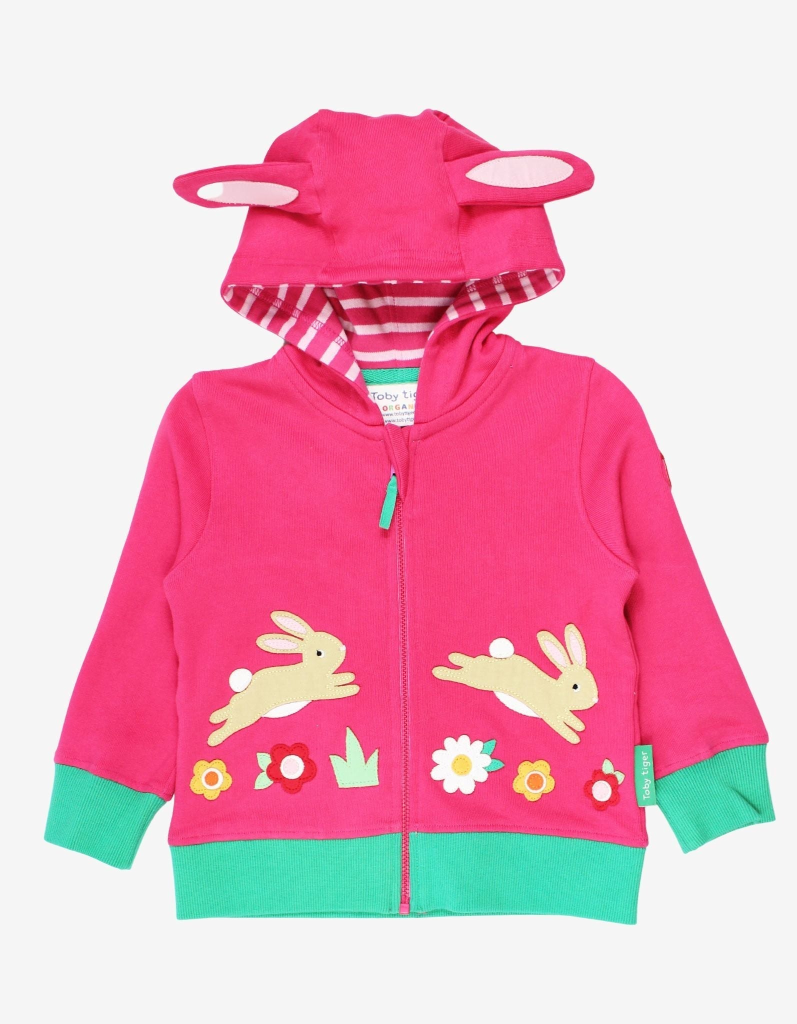 Toby Tiger Organic Applique Hoodie - Leaping Bunny - Baby&More